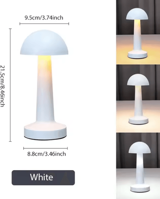 Inspire Curations Retro Mushroom LED Table Lamp USB Rechargeable 3 Color Dimmable Bedside Light white