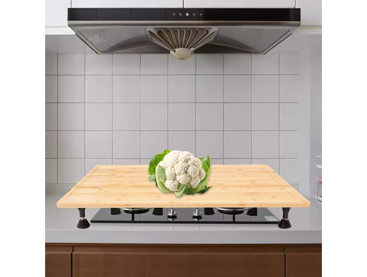 Couvercle supérieur de cuisinière rectangulaire en bambou, planche à découper, 75*54*10cm pour maisons, dortoirs, petits appartements
