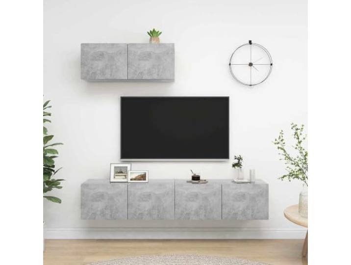 HEFZGDB TV-Schrank 3 STK. Betongrau Holzwerkstoff Wandschrank mit Stauraum für Aufbewahrung und Organisation