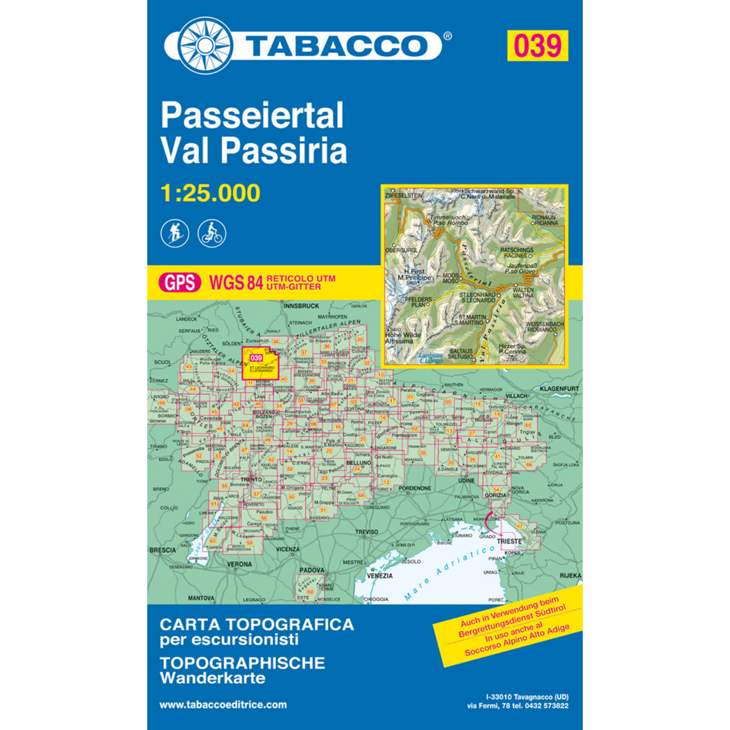 Tabacco Passeiertal 039 Wanderkarte Topografische Karten
