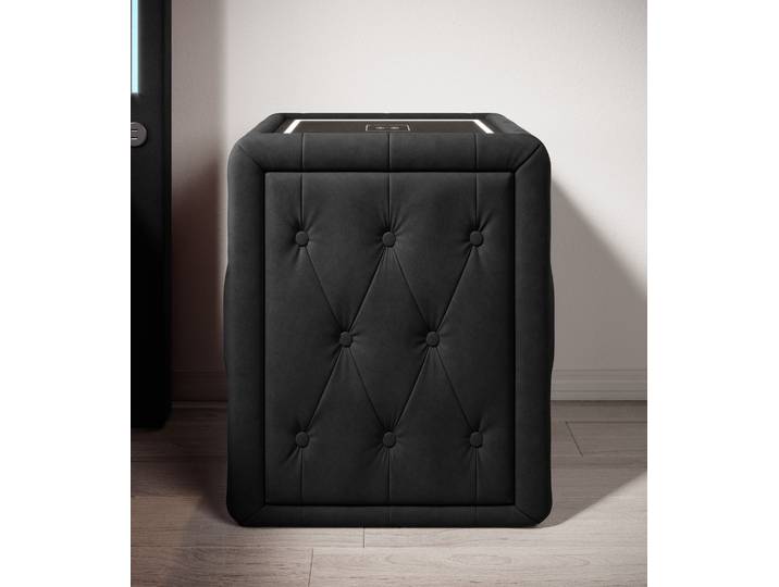 Designer Nachttisch Josy Charge in Samt - Schwarz - Luxusbetten24