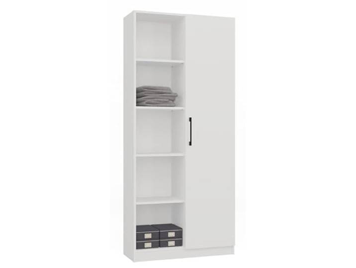 BDW Bücherregal RD-80, 80 x 30 x 182 cm, mit Tür, Für Wohnzimmer, Büro, Arbeitszimmer Modern Regal für Bücher und Spielzeug Ideal für Kinderzimmer, Teenager (Weiß)