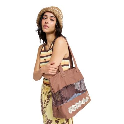 Strandtasche ROXY "Summer Breezy", Damen, braun (cappuccino), Baumwolle, Taschen Strandtasche