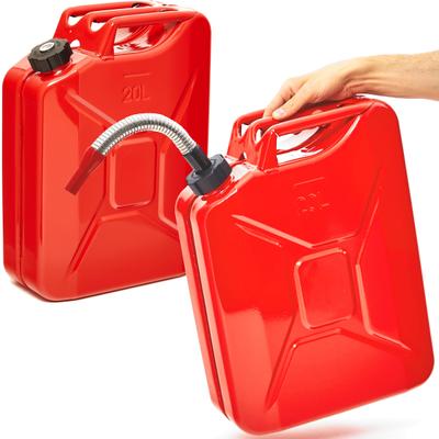 Oxid7® by BW Kraftstoffkanister Metall Benzinkanister 2x 20 Liter mit Schraubverschluss mit 2x Ausgießer, Rot, RAL 3000, TÜV-geprüft & UN-Zulassung