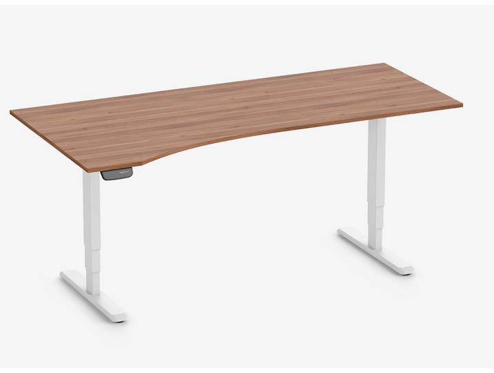 PRIMUS Freiformschreibtisch, Gestell Weiß 2000 x 800/1000 x 25 mm Nussbaum, Ausführung Links