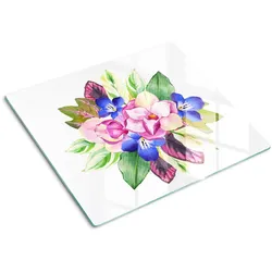 GLASPLATTE 60x52 cm Blumenstrauß