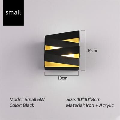 Combo Retail Shop Modern Outdoor Square Wall Lamp, LED Villa Garden Light, Porch, Bedroom & Walkway Lighting, Stylish Outdoor Decor black Small 7w