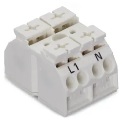 Wago 862-1652 4-Leiter-Geräteanschlussklemme,ohne PE-Kontakt,L1-N,weiß 8621652  - 500 Stück
