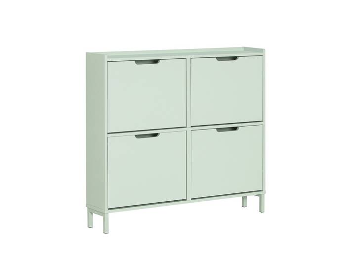 SCHUHSCHRANK schmal mit 4 Klappen Grün 100x91x19cm