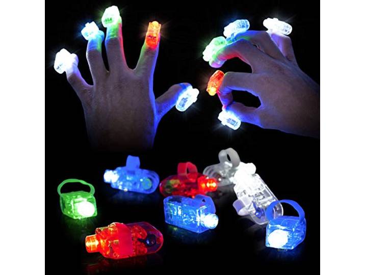 THE TWIDDLERS 100 LED Vinger Lichten voor Jongens en Meisjes, 4 Kleuren (Duurt tot 8 Uur) - Kinderfeestjes, Verjaardagen, Halloween, Uitdeelcadeautjes, Traktaties