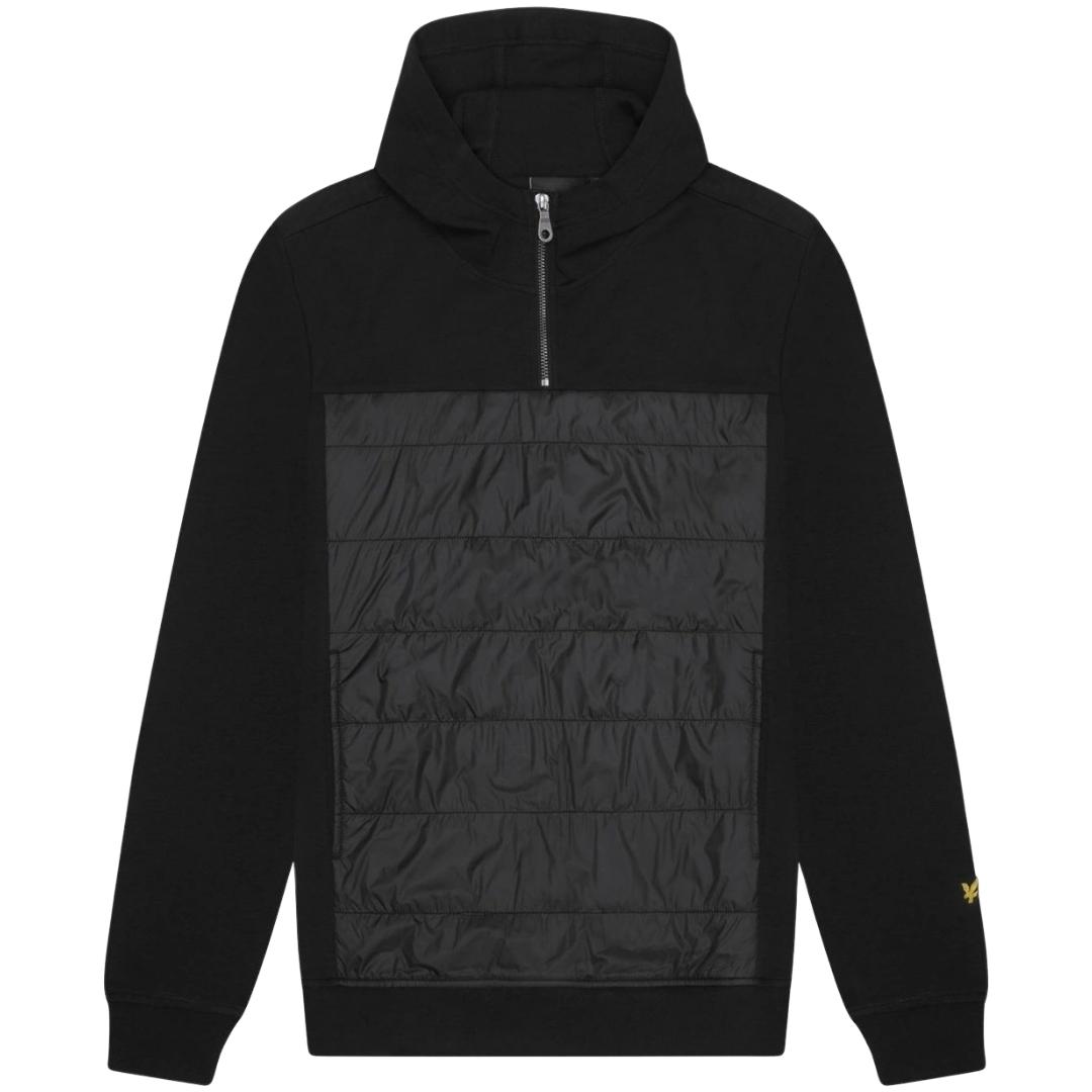 Lyle & Scott Hybrid Paneled Interlock Jet Black Kapuzenpullover