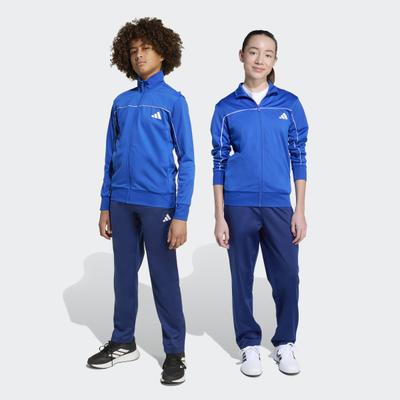 Trainingsanzug ADIDAS SPORTSWEAR "COLOUR POP AUS TRIKOT FÜR KINDER", Jungen, Gr. 128, blau (royblu, weiß), Obermaterial: 100% Polyester, Sportanzüge Trainingsanzug, Trainingsanzug für Kinder und Teens, zweiteiliges Set, mit Stehkragen