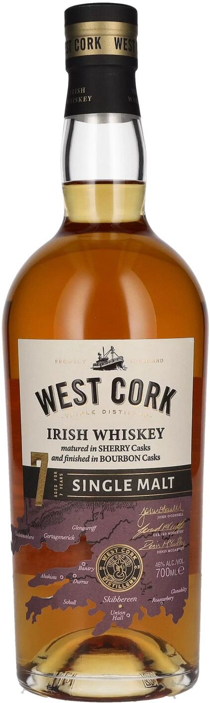 West Cork Irish Whiskey West Cork 7 Years Old Single Malt Irish Whiskey 46% Vol. 0,7l