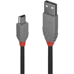 Lindy 36725 Lindy USB 2.0 Kabel Typ A/Mini-B Anthra Line M/M 5m