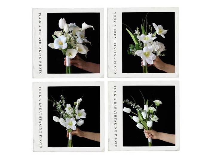Fleur artificielle tulipe blanche studio photographe bouquet mariée mariage photo bouquet voyage fausse fleur finie fleur