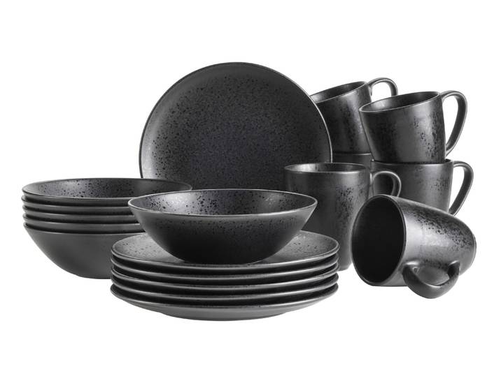 Frühstücks-Geschirrset MÄSER Essential , schwarz, 18, Geschirr-Sets, Frühstücks-Geschirrset