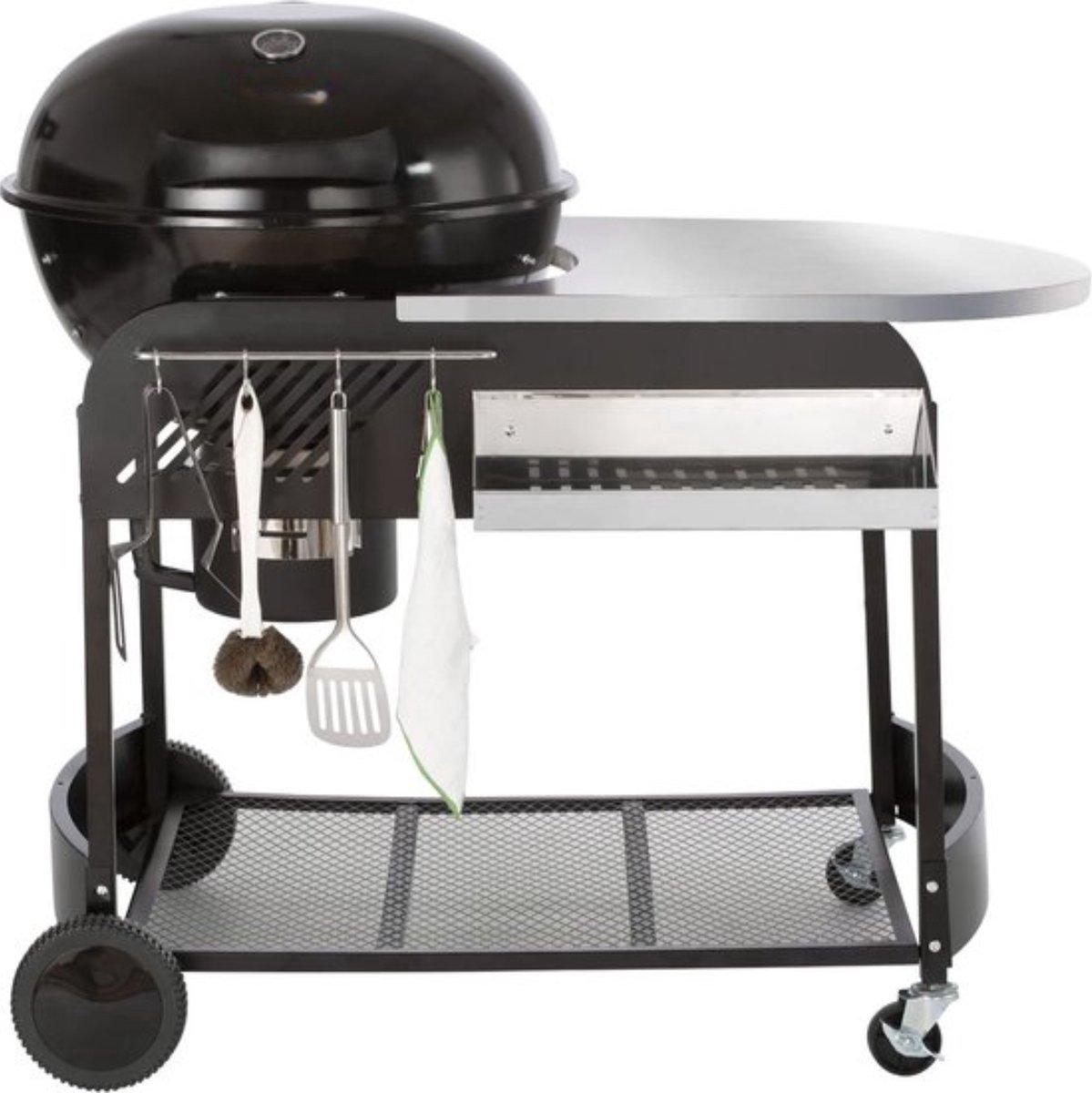 Happyment Barbecue mit Tisch - Kugelgrill - Ideal für Holzkohle - Mit Rollen - 53 cm