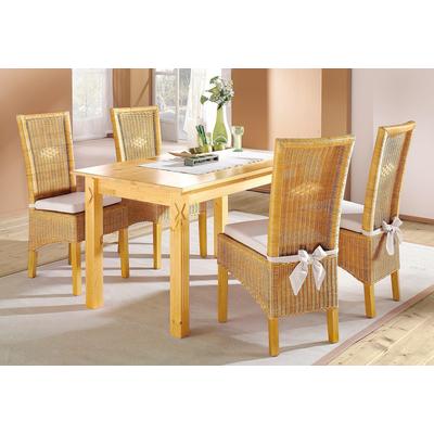 Stuhl HOME AFFAIRE "Stuhlparade", beige (natur), B:46cm H:102,5cm T:56,5cm, Geflecht Rattan, Stühle, Stuhl, 2 Stück inkl. Sitzkissen, in Handarbeit gefertigt