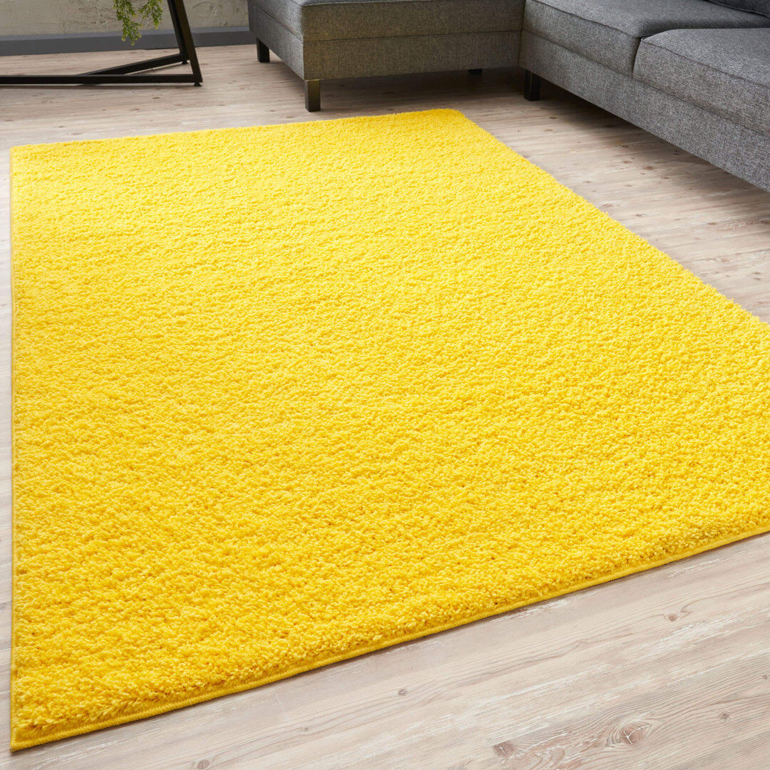 THE RUGS Myshaggy Collection Rugs Solid Design in Yellow Yellow Rectangle 160 x 230 cm