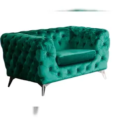 KAWOLA Sessel NARLA Chesterfield Loungesessel Velvet grün