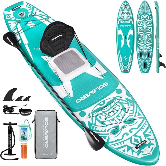 Stand Up Paddling Board mit Sitz, 350cm SUP Board mit Allem Zubehör, Aufblasbares Stand Up Paddle für Erwachsene Anfängerfreundlich, Extra Groß für 2 Personen & Familien, 210kg