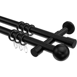 GARDINENSTANGE Prestige Luino 120 cm, 2-läufig, 20 mm Ø Schwarz