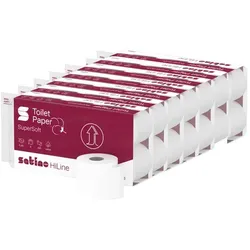 Wepa Satino Prestige Kleinrollen 3-lag. Großpaktet 56 Rollen 56 Rollen/Paket x 250 Blatt, hochweiß, Prägemuster Cotton