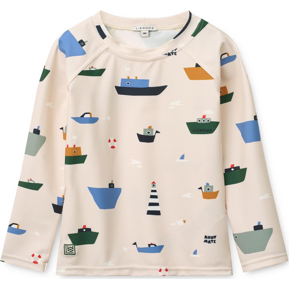 Liewood Noah Printed Longsleeve Swim Tee sailing / sandy (2618) 56 LW19977-2618-56-CU