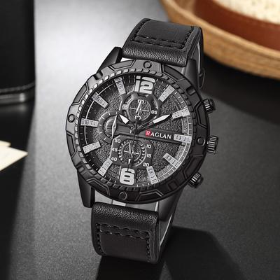 Friendly Fresh Finds Stylish Men's Leather Strap Watch Fashion Wristwatch With Timeless Design black