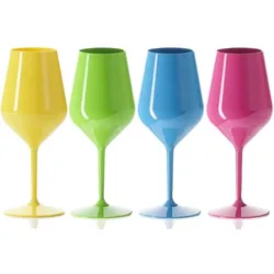 48 Mehrweg Wein Cocktail Gläser Spritz bunt blau pink gelb grün Tritan 470ml Wiederverwendbar Kunststoff unzerbrechlich