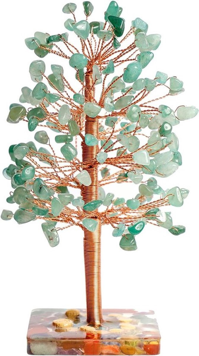 Handgemaakte Levensboom Decoratie met Edelstenen en Trommelstenen voor Feng Shui
