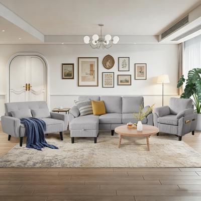 Jarenie 4-Piece Living Room Sectional Sofa Set with Loveseat and Chair