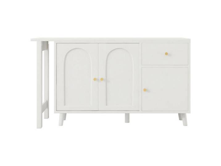 Bureau et buffet pivotant à 360° 3 portes 1 tiroir Élégant bureau d'ordinateur bureau d'angle coiffeuse 120 x 40 x 74.5 cm