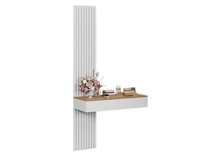 Vicco Schminktisch Melina, Weiß/Eiche, 100 cm ohne Spiegel, Weiß, Eichefarben, Holzwerkstoff, Rechteckig, 100x205x40 cm, Schlafzimmer, Schminktische