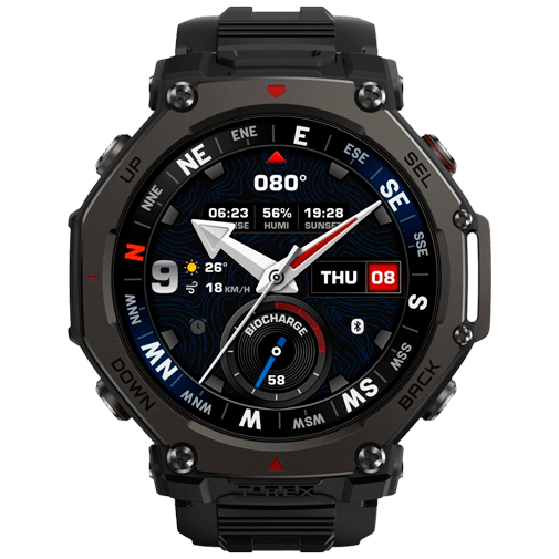 Amazfit T-Rex 3 Pro 48mm Schwarz (Schwarzes Silikon Armband)