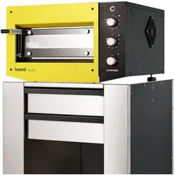 Cuppone Home HE 400 Pizzaofen für  für Zuhause oder Profi - 1 Kammer: Schamottstein / Gelb / Manuel