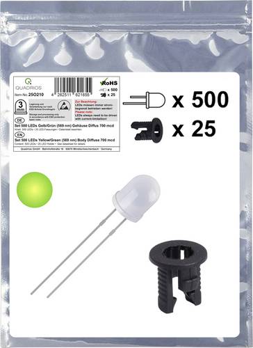 Quadrios 25O210 LED-Sortiment Gelb-Grün Rund 3mm 700 mcd 20mA 2.0V