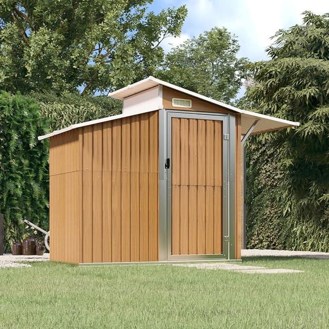 Geräteschuppen, Gartenhaus, Fahrradunterstand, Gartenhütte, Schuppen Garten, Gartenhäuser, Lagerschuppen, Braun 270x130x208,5 cm Verzinkter Stahl