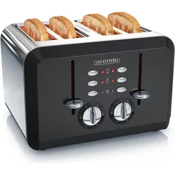Arendo Edelstahl Toaster 4 Scheiben, Automatik, Edelstahl, Wärmeisolierendes Doppelwandgehäuse, schwarz, Toaster, Schwarz