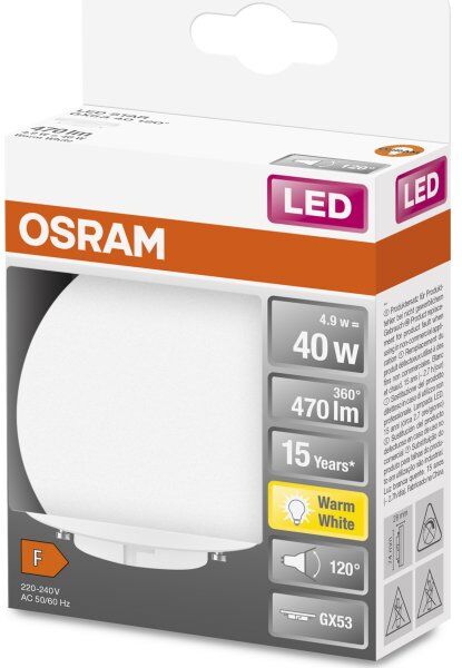Osram Led Specialpære Gx53, 4,9w=40w