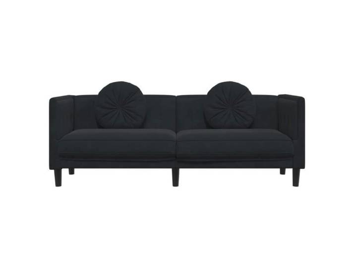 Canapé 3 places - MOTHINESSTO - Noir velours - Confort moelleux - Design contemporain - Fixe