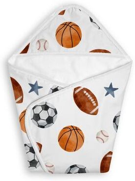 Sweet Jojo Designs Sports Theme Boy Hooded Baby Towels - Toddler Bath Towel - Watercolor Vintage Sport Themed Balls, Blue Stars