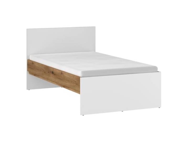 Lomadox Bett Bettgestell Einzelbett Jugendbett Kinderbett Gästebett 90x200 cm weiß mit Eiche