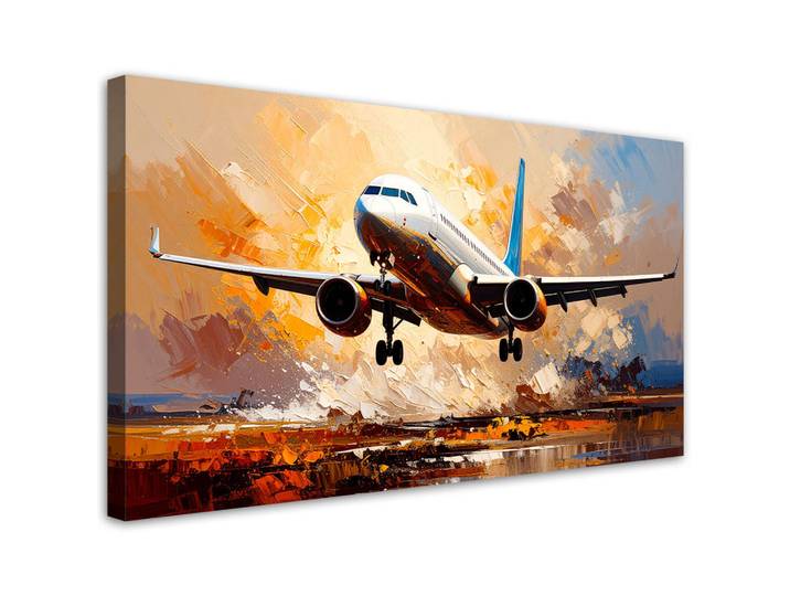 Feeby Leinwandbild Passagierflugzeug 100x50cm, Beige, Fahrzeuge, Rechteckig, 100x50 cm, Bilder & Rahmen, Bilder, Leinwandbilder