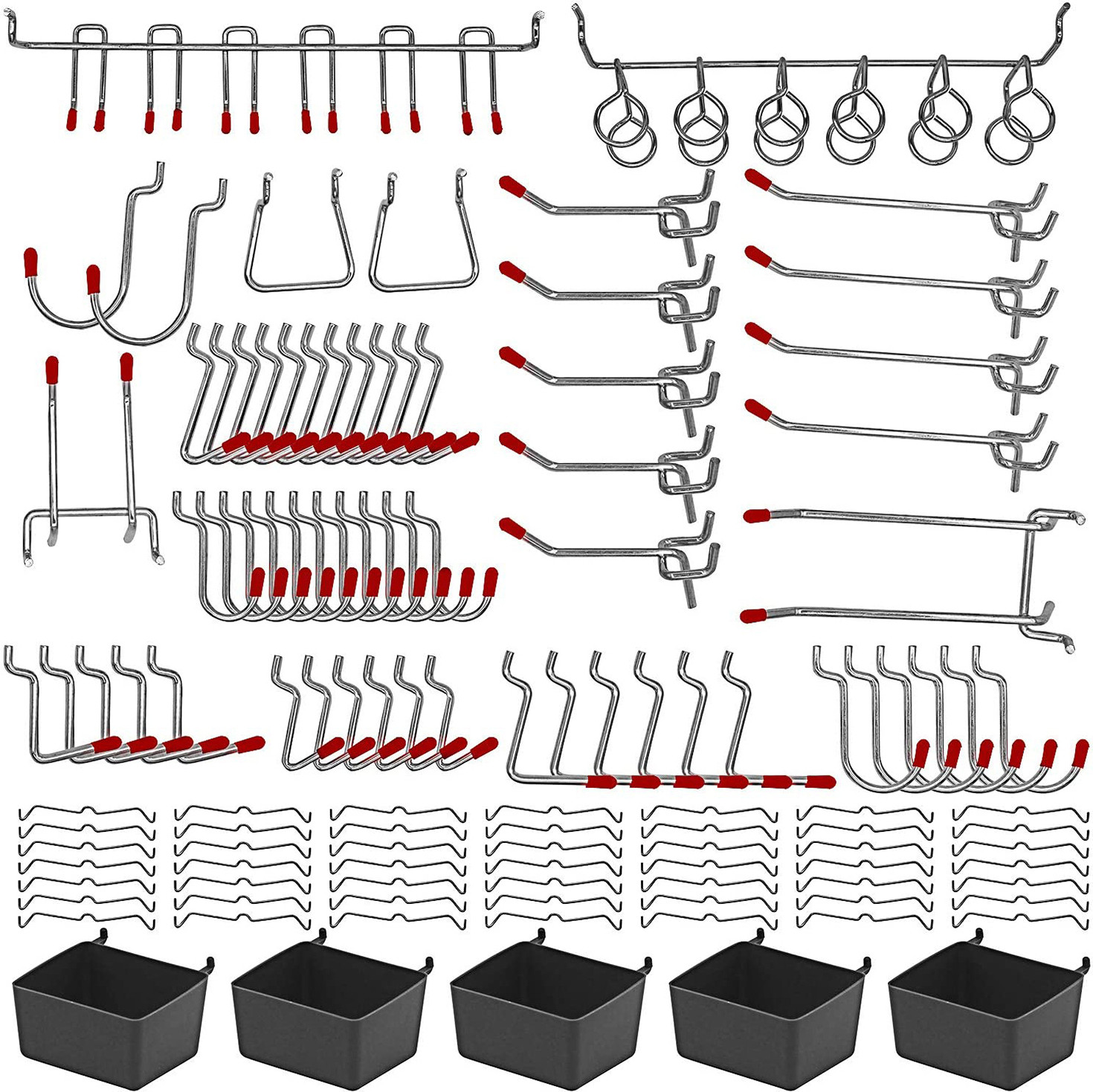 Cocosity Set van 114 metalen pegboard-haken – Organizer met peglocks voor gereedschap en opslag