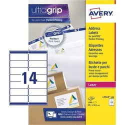 AVERY Zweckform L7163-100 Adressetiketten DIN A4 Weiß 99,1 x 38,1 mm 100 Blatt à 14 Etiketten