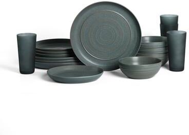Stone Lain Elio Stoneware Dinnerware Set and Glassware Set