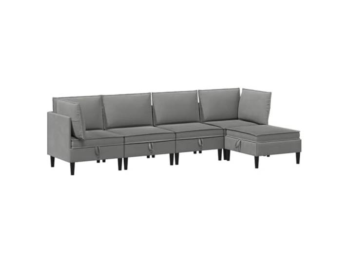 KUTYWEXFM Wohnzimmergarnitur 5-teilig Couch-Set Dunkelgrau Stoff Sofa Modulare 5er Sofagarnitur mit weicher Schaumstoffpolsterung und pflegeleichtem Polyesterbezug für ein modernes Wohnzimmer.
