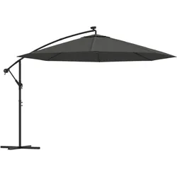 vidaXL Ampelschirm mit LED-Beleuchtung und Metall-Mast 350cm Anthrazit