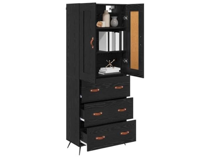 KTHLBRH Sideboard Eiche schwarz 69,5 x 34 x 180 cm Mehrschichtiges Holzregal, rechteckig, elegant für die Küche